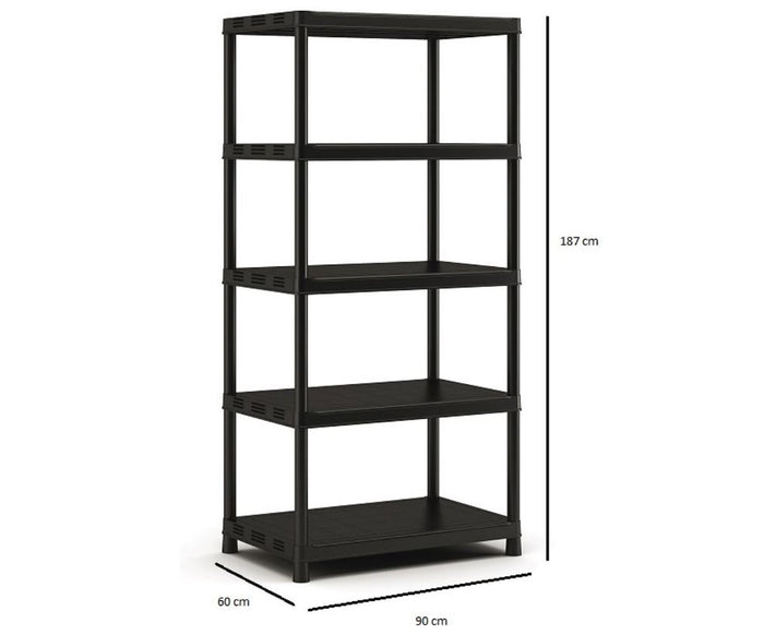 Keter Kunststof Stellingkast extra breed - 90x60x187cm - zwart