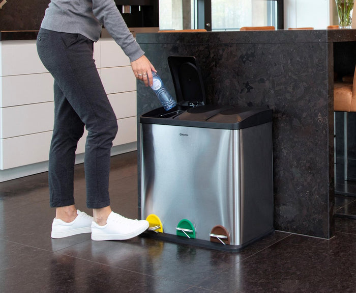 Homra STEPHS afvalscheiding prullenbak - 3 vakken - 60L - RVS