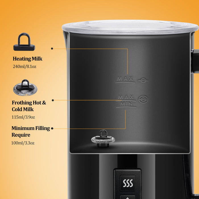 Aigostar Capu 30RJP - Melkopschuimer - Zwart