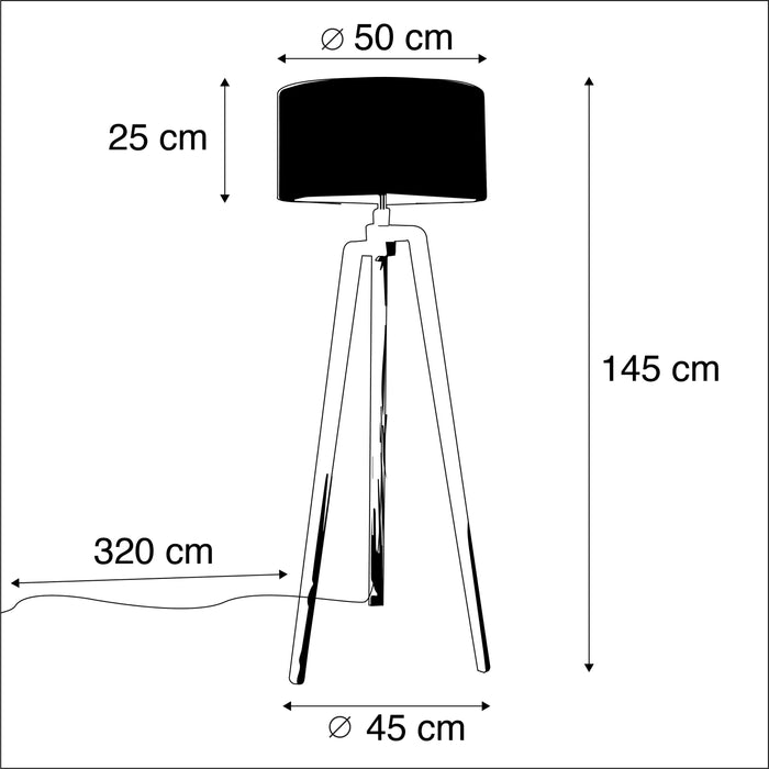 QAZQA Vloerlamp tripod zwart met groene kap en goud 50 cm - Puros