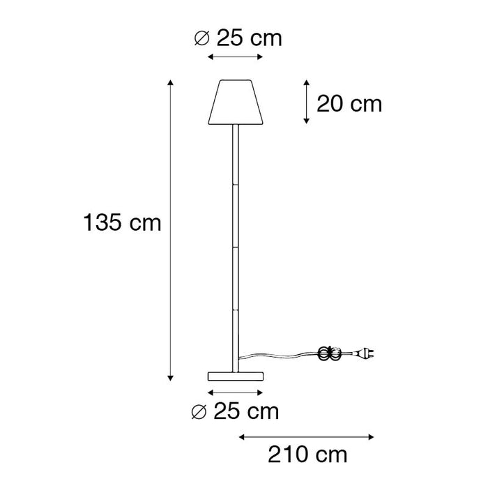 QAZQA Buiten vloerlamp zwart met witte kap IP65 25 cm - Virginia