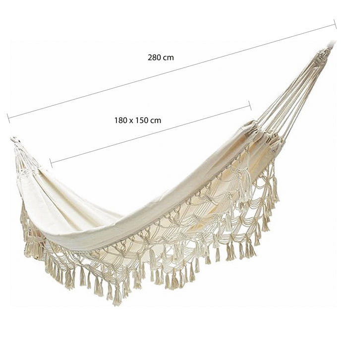 QUVIO Hangmat katoen 280x150 cm - Wit