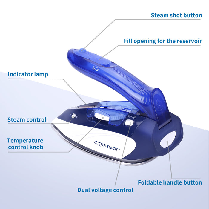 Aigostar Lucas-Stoomstrijkijzer Travel|Reisstrijkijzer-1100W