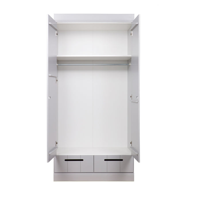 WOOOD Connect Kledingkast H 195 x B 94 x D 53 cm - Lades, Plank en Roede - Grijs