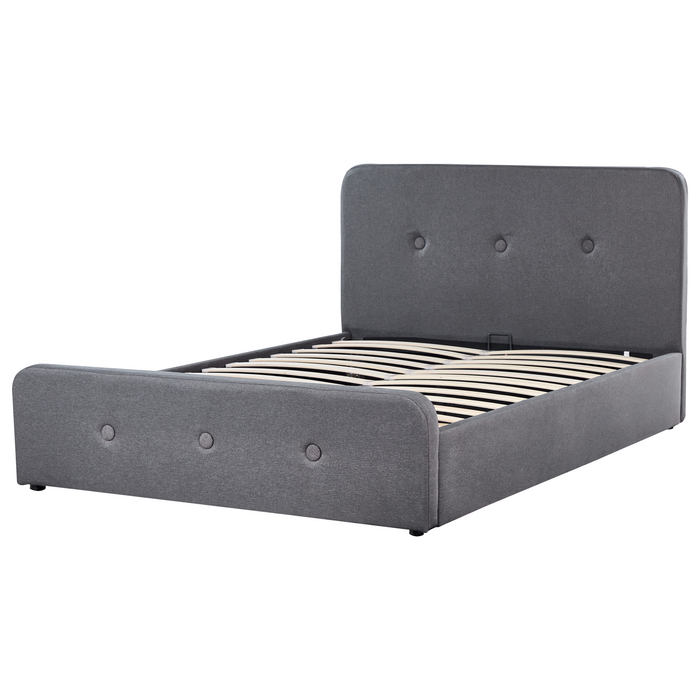 Beliani-RENNES -Bed met opbergruimte-Donkergrijs-140x200 cm-Polyester