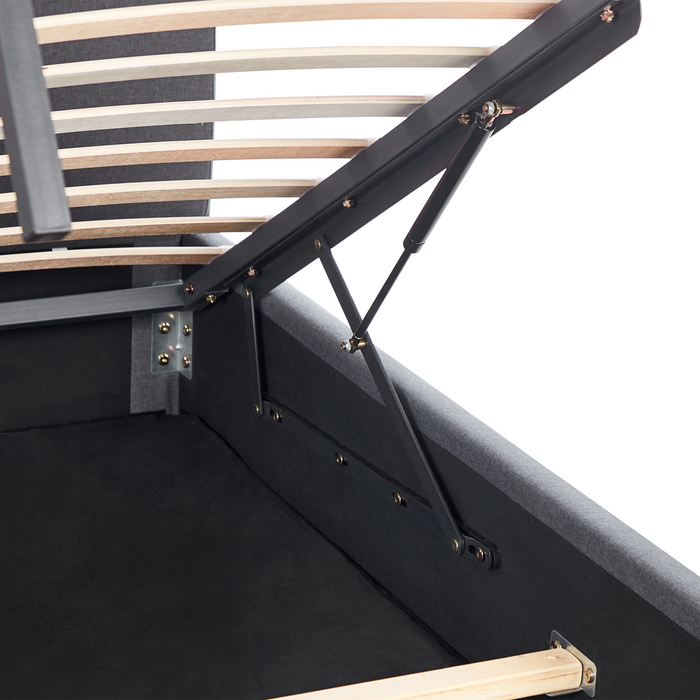 Beliani-RENNES -Bed met opbergruimte-Donkergrijs-140x200 cm-Polyester