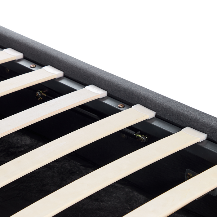 Beliani-RENNES -Bed met opbergruimte-Donkergrijs-140x200 cm-Polyester