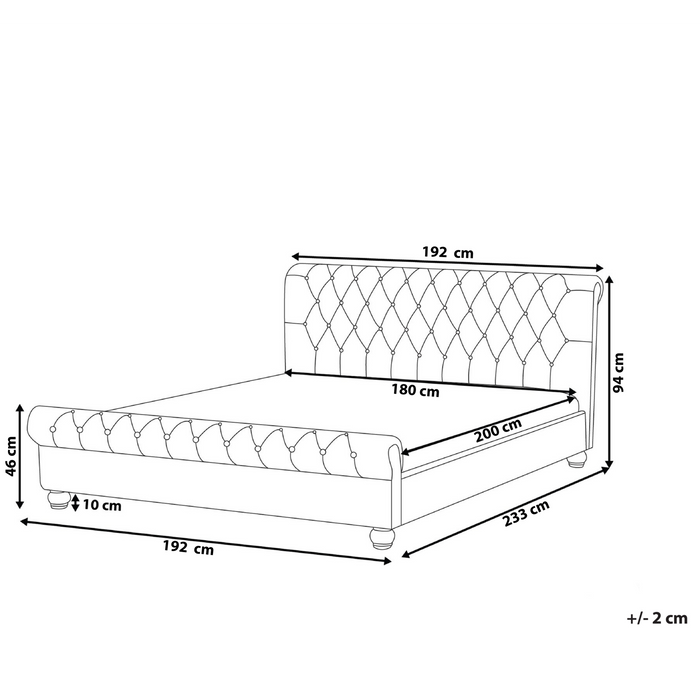 Beliani - AVALLON - Tweepersoonsbed - Zwart - 180 x 200 cm - Fluweel