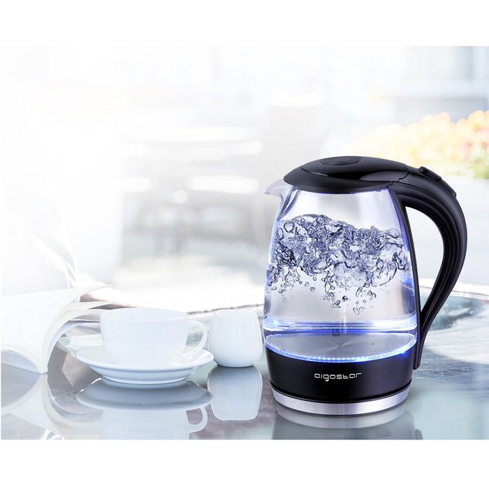 Aigostar Adam 30GOM - Glazen Waterkoker met LED - Zwart