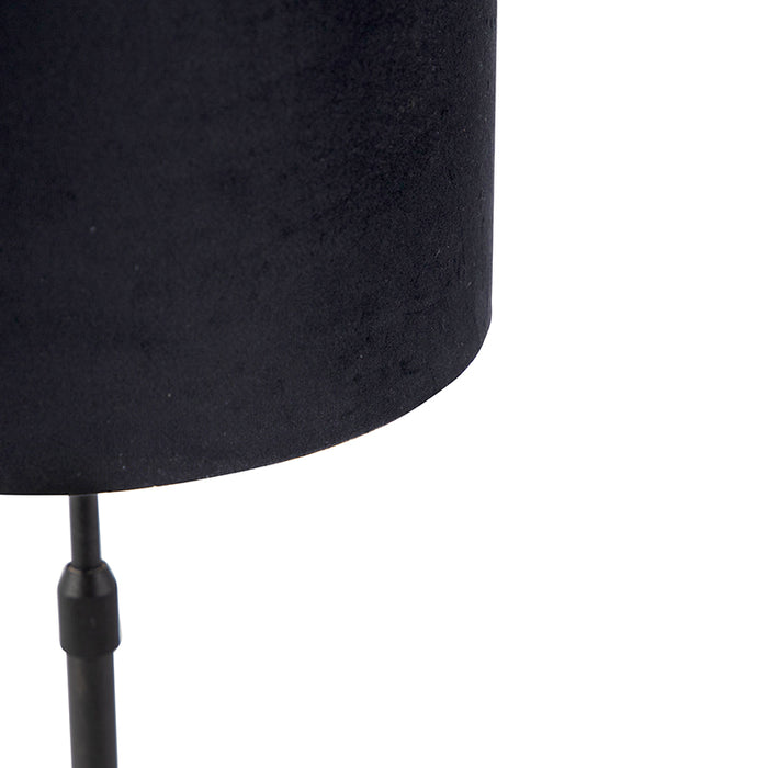 QAZQA Tafellamp zwart met velours kap zwart met goud 25 cm - Parte