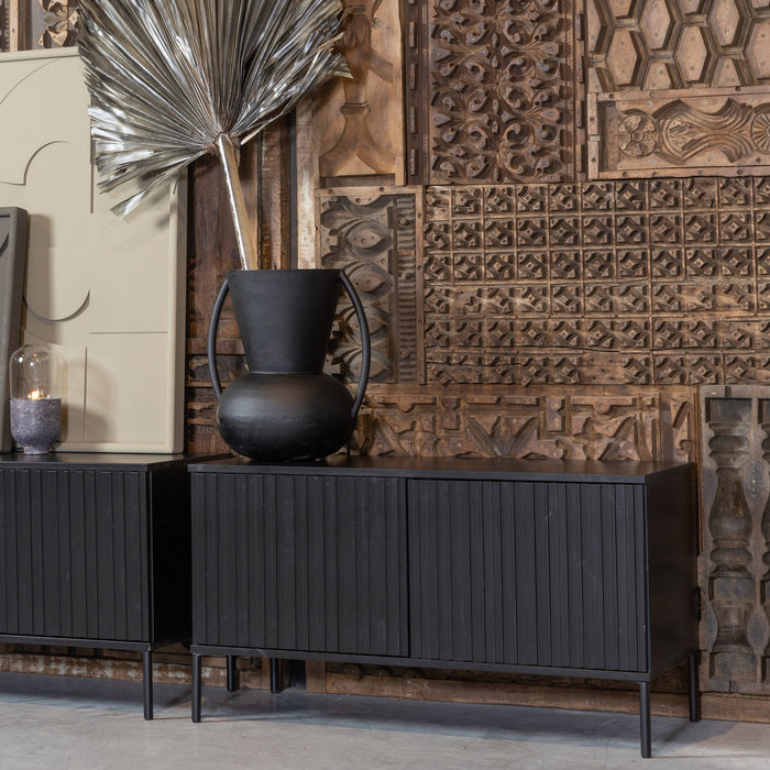 WOOOD New Gravure Tv-meubel B 100 cm - Grenen - Zwart