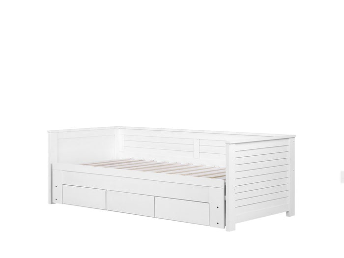 Beliani - CAHORS - Onderschuifbed - Wit - 90 x 200 cm - Rubberhout