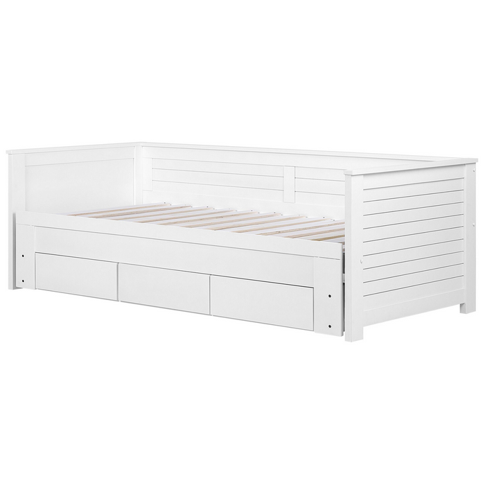 Beliani - CAHORS - Onderschuifbed - Wit - 90 x 200 cm - Rubberhout