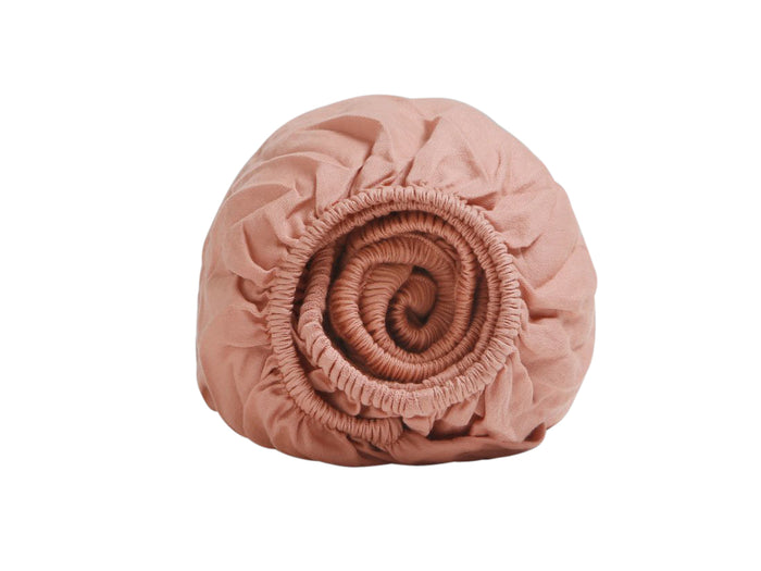 Yumeko hoeslaken gewassen katoen satijn pink 140x200x30