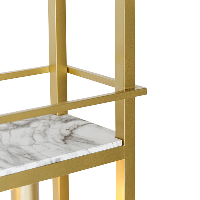 QAZQA Industriële hanglamp goud met marmer en rek 4-lichts - Cage