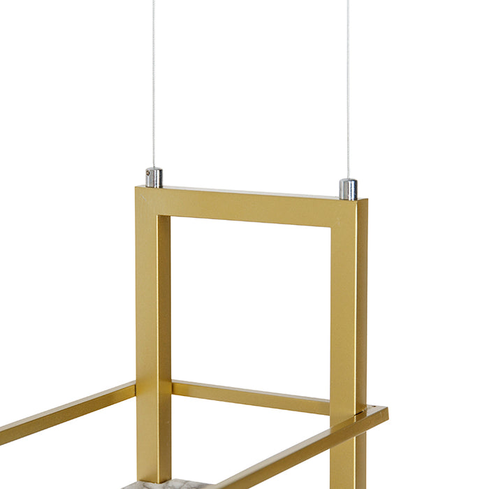 QAZQA Industriële hanglamp goud met marmer en rek 4-lichts - Cage