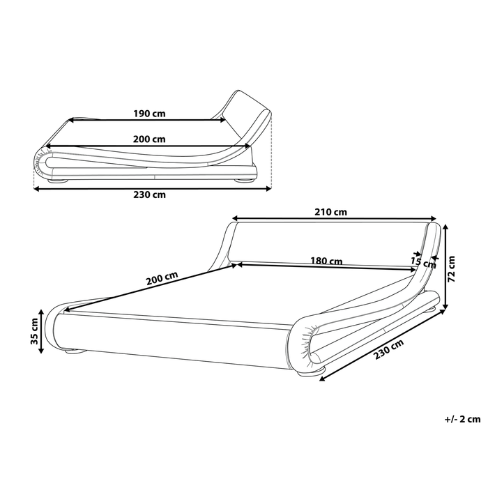 Beliani - AVIGNON - Futon tweepersoonsbed - Wit - 180 x 200 cm - Leer
