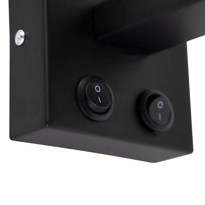 QAZQA Moderne wandlamp zwart met witte kap - Brescia