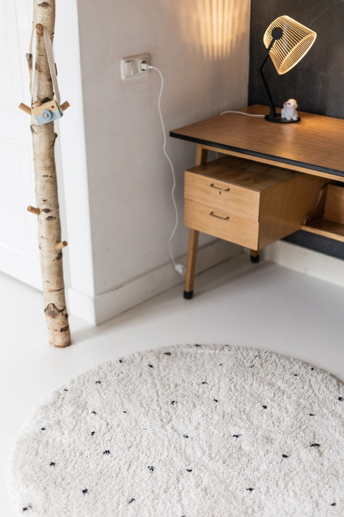 Interieur05 Kindervloerkleed hoogpolig Cream|Zwart - Dots