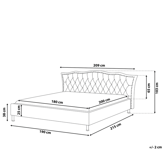 Beliani - METZ - Tweepersoonsbed - Wit - 180 x 200 cm - Kunstleer