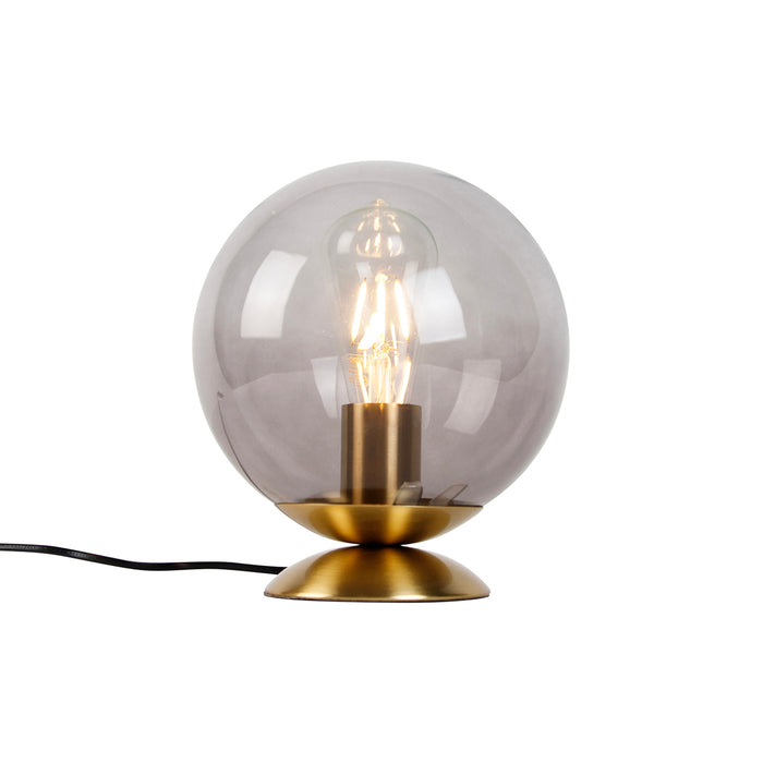 QAZQA Art deco tafellamp messing met smoke glas - Pallon