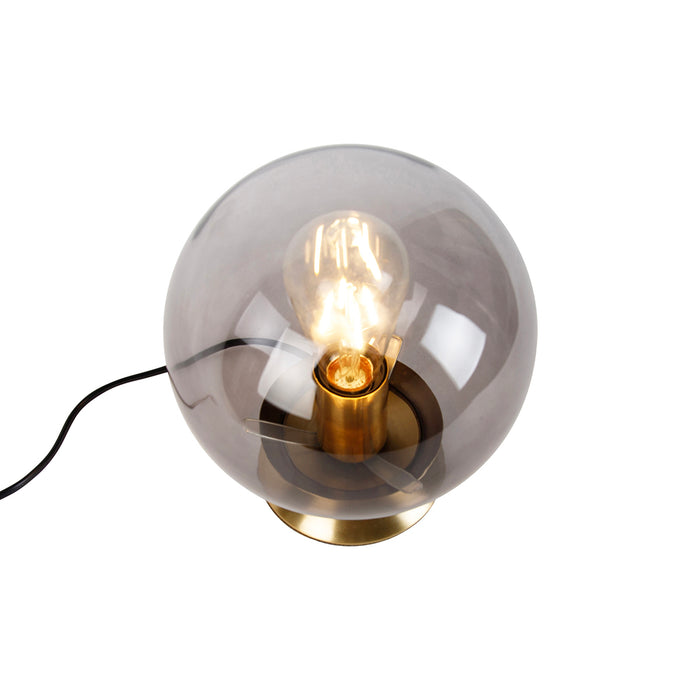 QAZQA Art deco tafellamp messing met smoke glas - Pallon