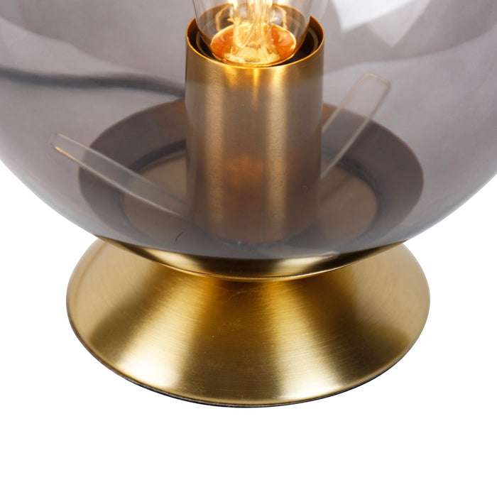 QAZQA Art deco tafellamp messing met smoke glas - Pallon