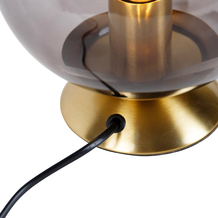 QAZQA Art deco tafellamp messing met smoke glas - Pallon