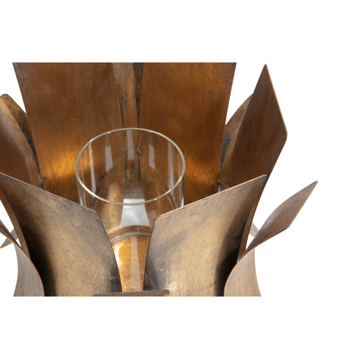 WOOOD Course Windlicht - Metaal - Antique Brass - 27x27x27