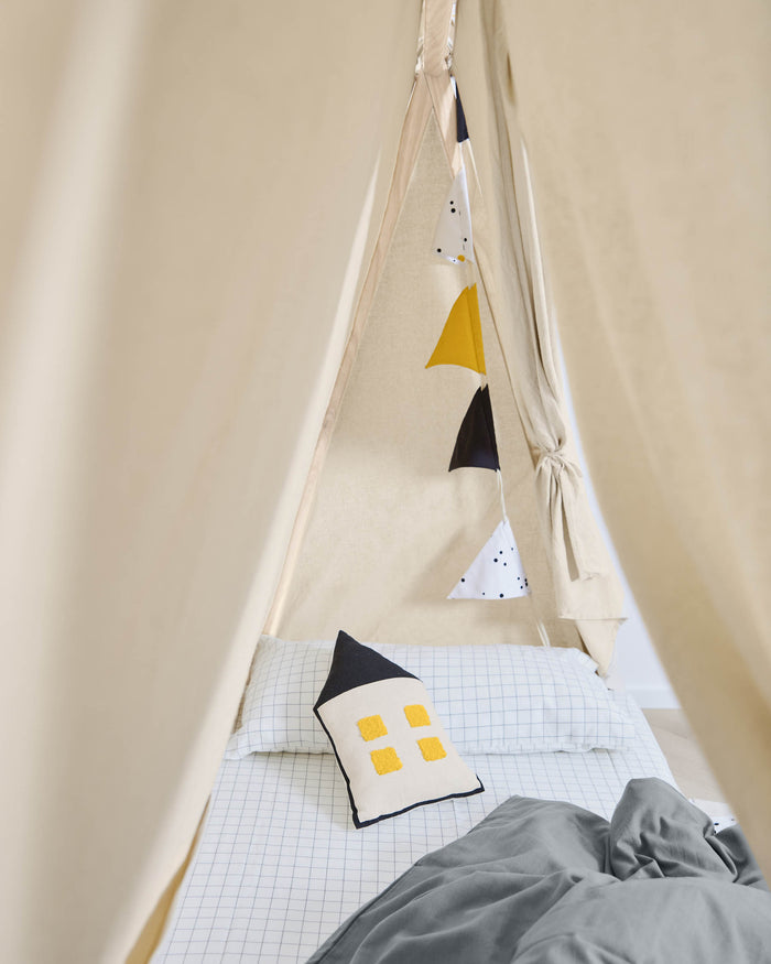 Kave Home - Zalia 100% biologisch katoenen (GOTS) gele stoffen waaier