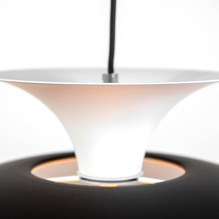 QAZQA Moderne ronde hanglamp zwart met wit 3-laags - Titus