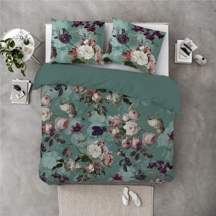 Byrklund - Dekbedovertrek Flowers United - 240x220 - Turquoise