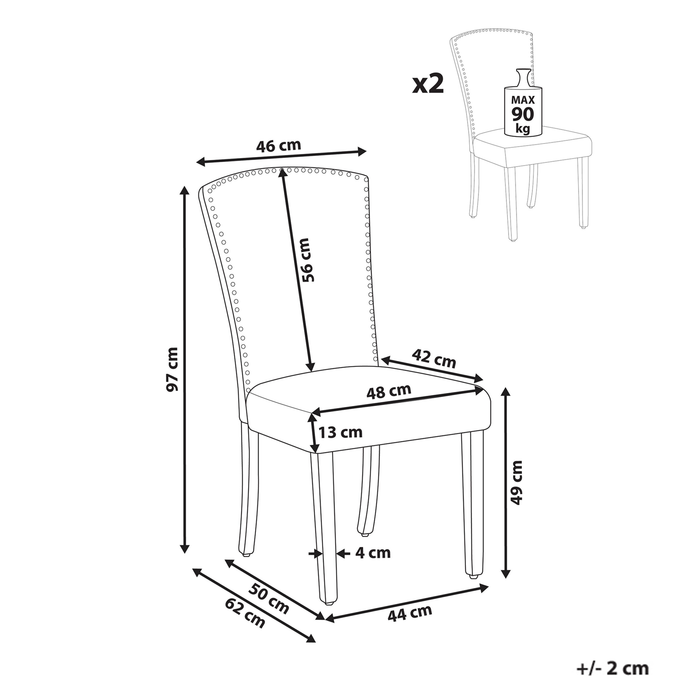 Beliani - PISECO - Eetkamerstoel - Blauw - Fluweel
