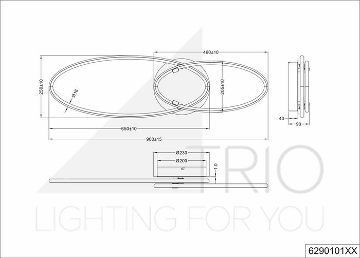 Plafonniere Trio Leuchten Avus - Zwart