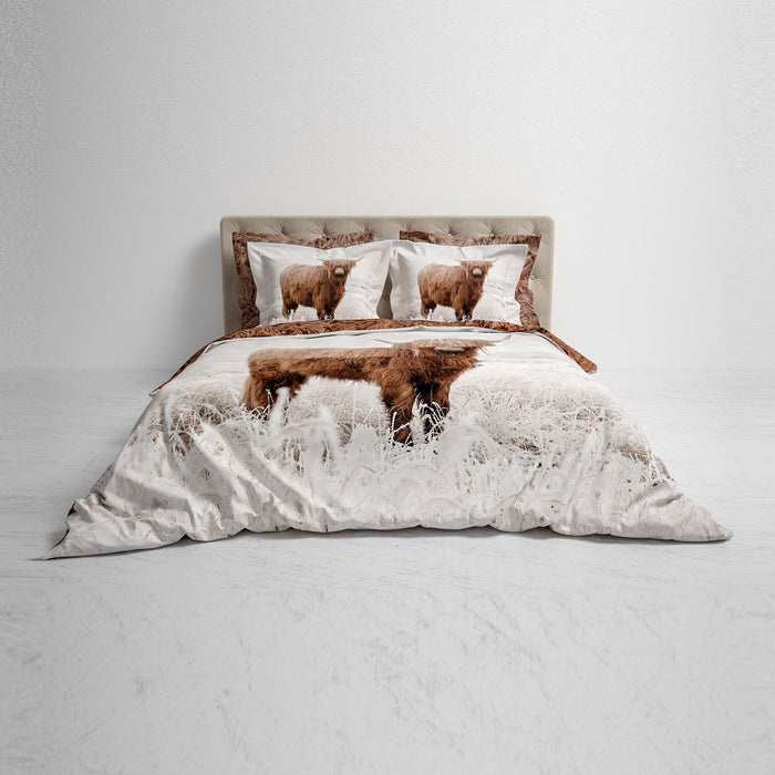 Heckett & Lane Curtis Dekbedovertrek 140 x 200TC/220 cm - Taupe/Grijs