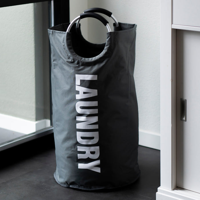 QUVIO Wasmand met handvaten - LAUNDRY - Antraciet