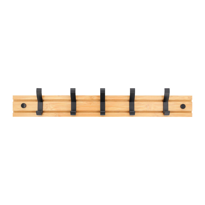 QUVIO Kapstok Bamboo verschuifbare haken hout