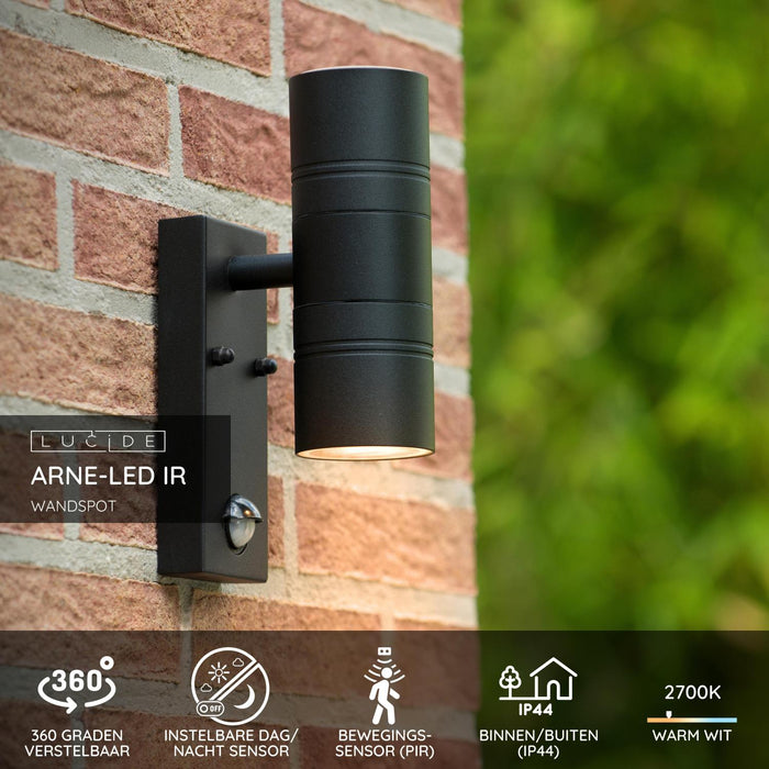 Lucide ARNE-LED IR Wandspot - Zwart