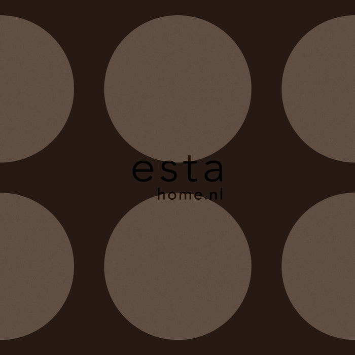 ESTAhome behang bollen op linnenstructuur bruin - 135423 - 53 cm x 10,