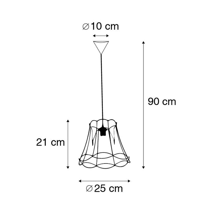 QAZQA Retro hanglamp zwart 25 cm - Granny Frame