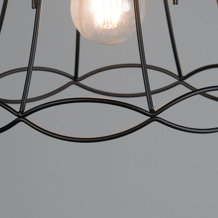 QAZQA Retro hanglamp zwart 25 cm - Granny Frame