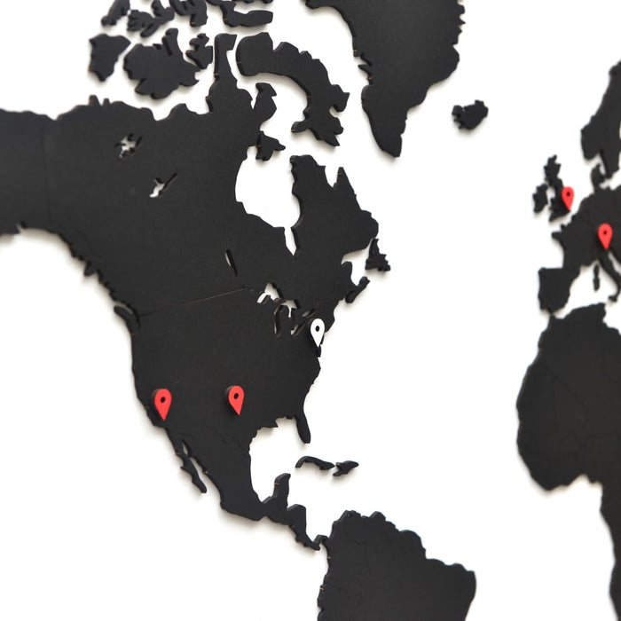 MiMi Innovations Wereldkaart muurdecoratie Luxury 90x54 cm hout zwart