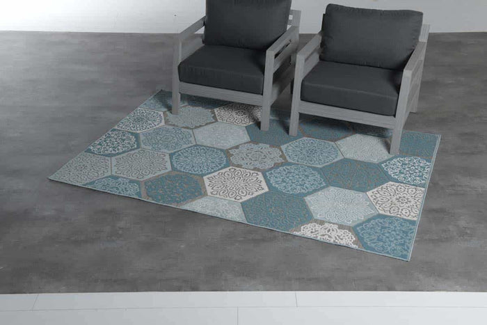 Garden Impressions Buitenkleed Hexagon turquoise 160x230 cm