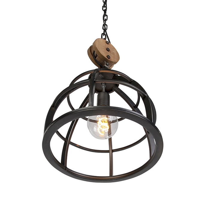 QAZQA Hanglamp arthur - Zwart - Industrieel - D 34cm