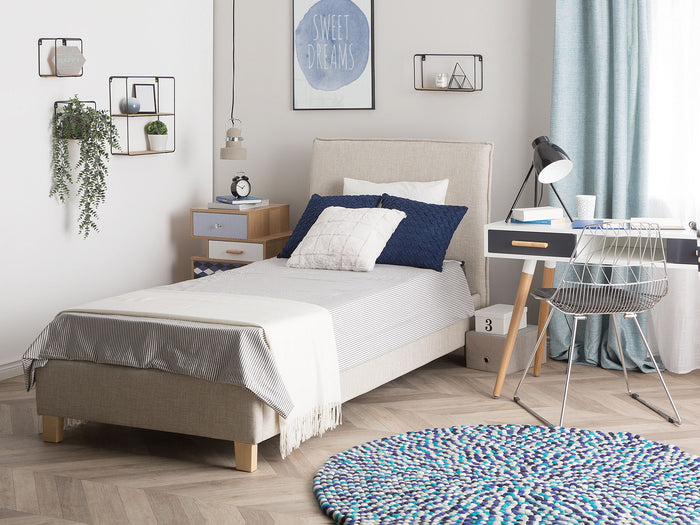 Beliani - SENNEZ - Eenpersoonsbed - Beige - 90 x 200 cm - Polyester