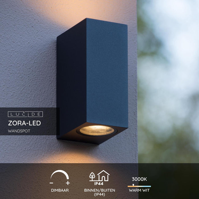 Lucide ZORA-LED Wandspot - Zwart