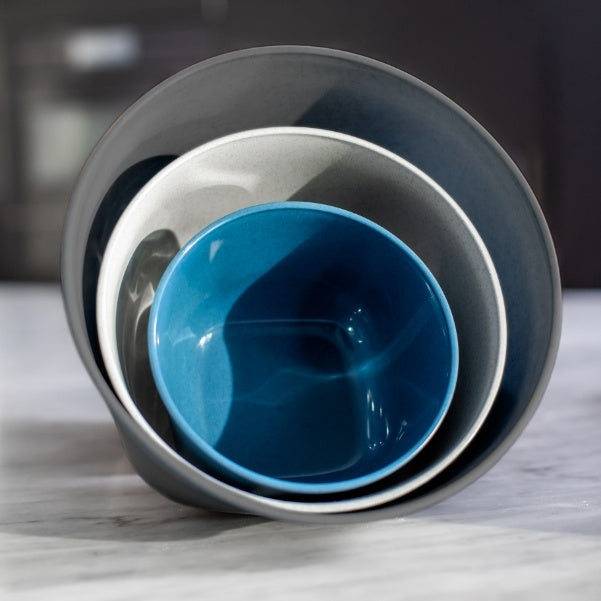 Koziol - Schaal met Deksel, Set van 3 Stuks, Organic Blauw en Grijs -