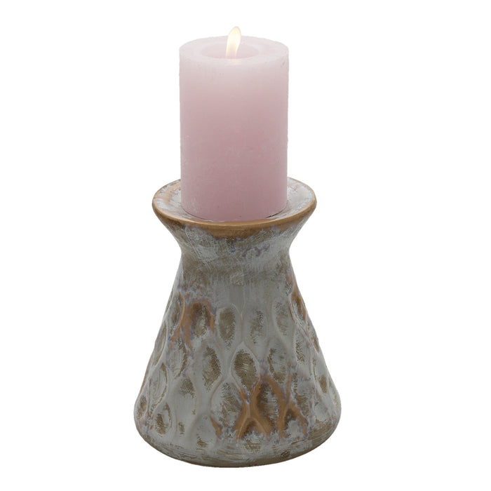 Clayre & Eef Kandelaar Ø 14x16 cm Grijs Keramiek