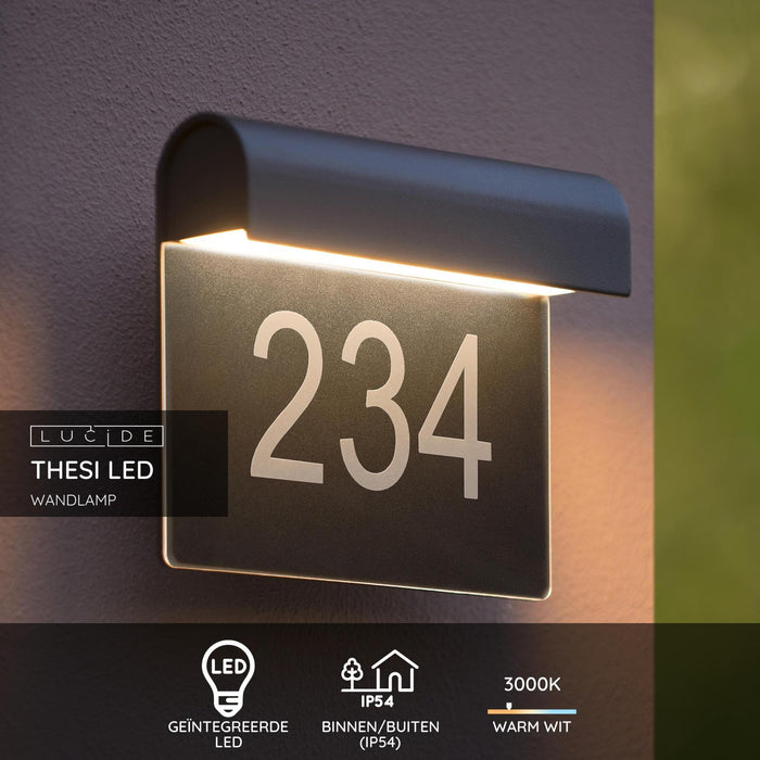 Lucide THESI LED Wandlamp - Zwart