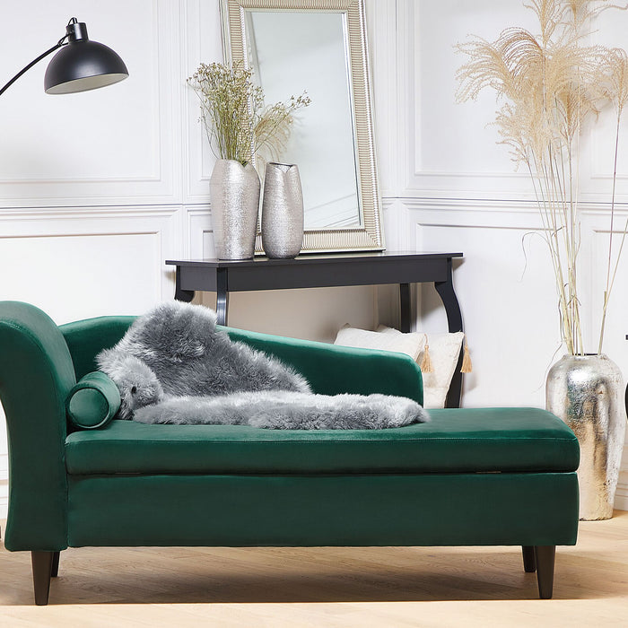 Beliani - LUIRO - Chaise longue - Smaragdgroen - Linkerzijde - Fluweel